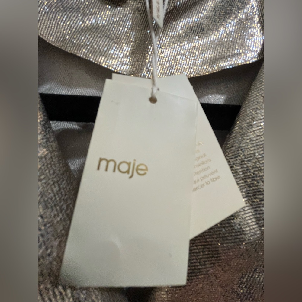 MAJE Cilur liquid Metallic Silk-Blend blouse New NWT size 1 small - Picture 7 of 13